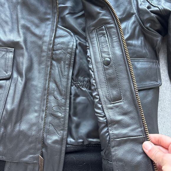 Genuine Men’s US Navy Brown Leather Flight Jacket - Picture 4 of 11